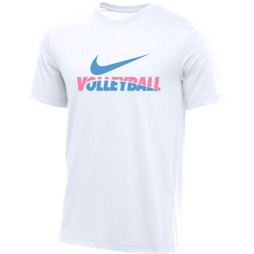 white pink and blue nike shirt