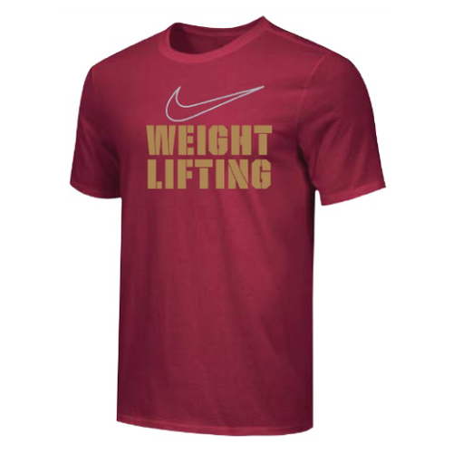 Contratista historia empezar Nike Men's Weightlifting Gold Swoosh Tee - Red/Gold