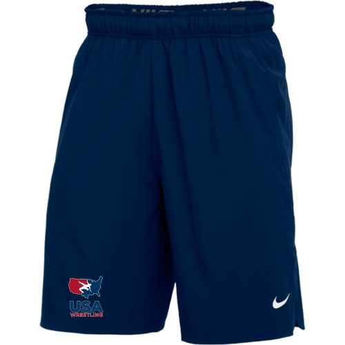 Nike Men's USA Wrestling Flex Woven Training Short W/Pockets - Navy/White