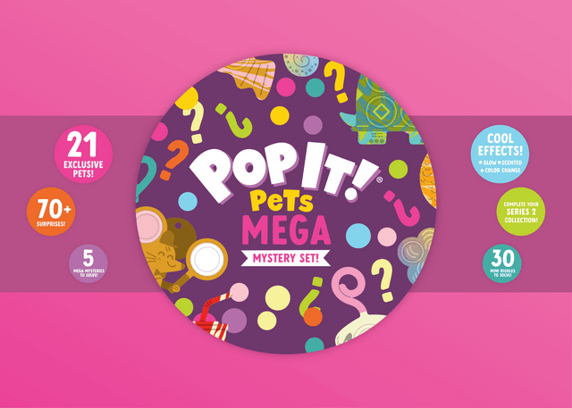 Pop It! Pets - Season 2 - The MEGA Pack - The Ultimate Sensory Fidget Toy -  Popping Bubbles and Adorable Characters - Collector map with Cards and
