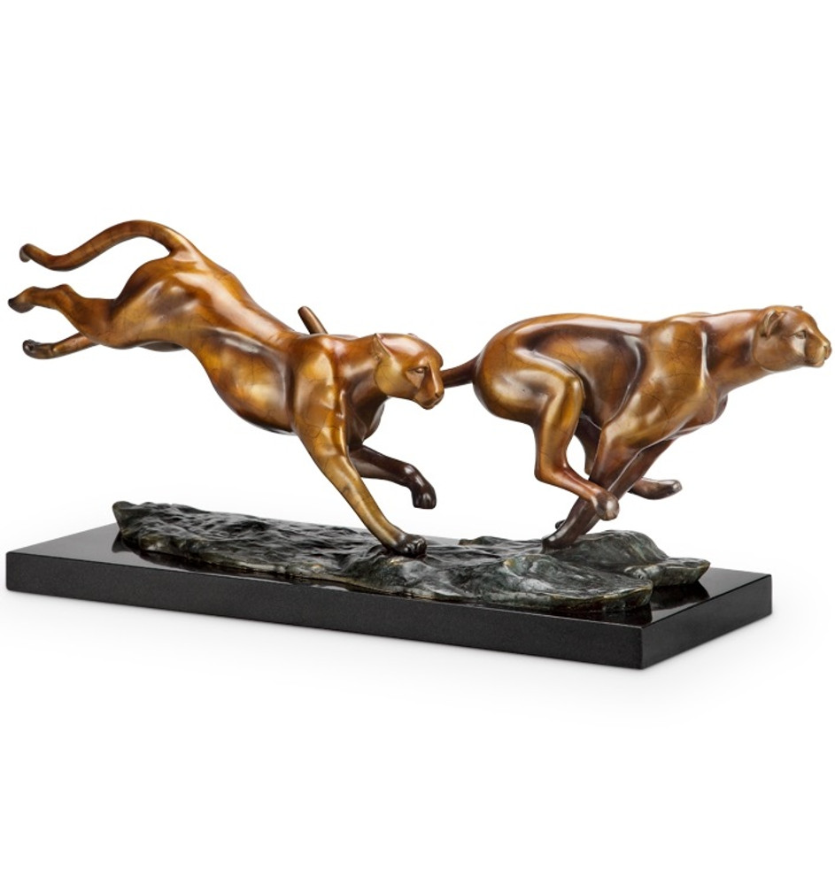 Cheetah Brass and Marble Sculpture "Fastest Breed" | 80331 | SPI Home