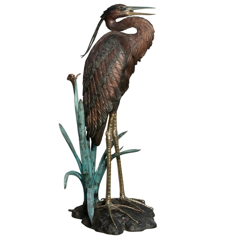 Heron Bronze Fountain Statue | Metropolitan Galleries | SRB022005-2