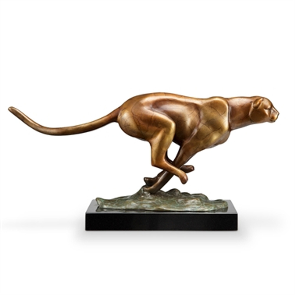 Cheetah Brass and Marble Sculpture "Speed" | 80340 | SPI Home