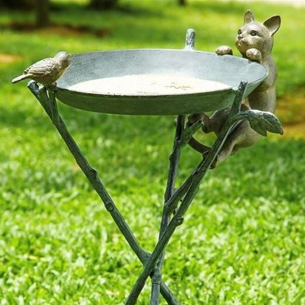 Cat & Bird Birdbath | 33562 | SPI Home -2