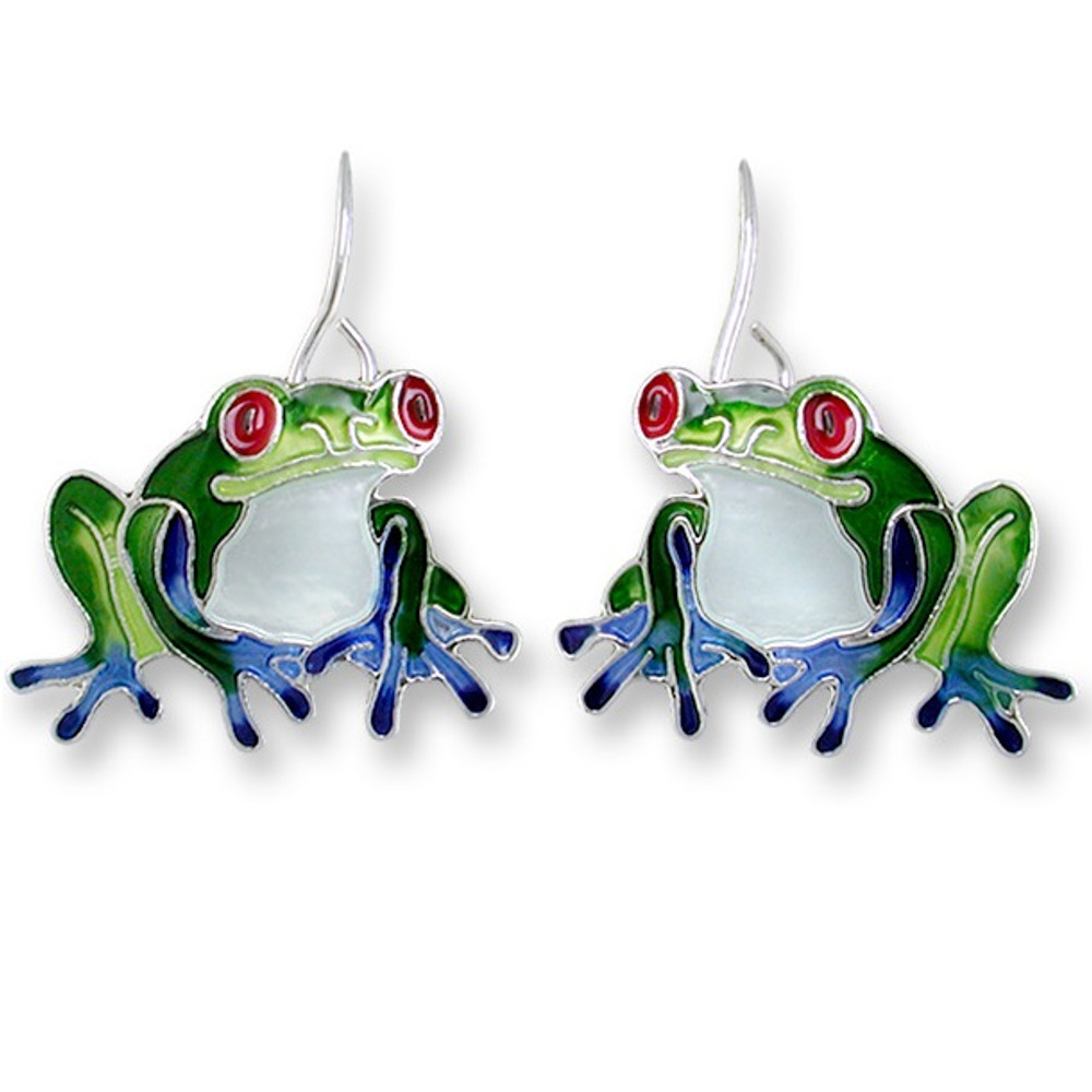 Frog Enameled Wire Earrings | Zarah Jewelry | 29-19-Z1