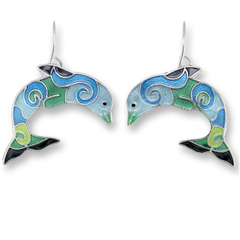 Dolphin Enameled Wire Earrings | Zarah Jewelry | 32-20-Z1