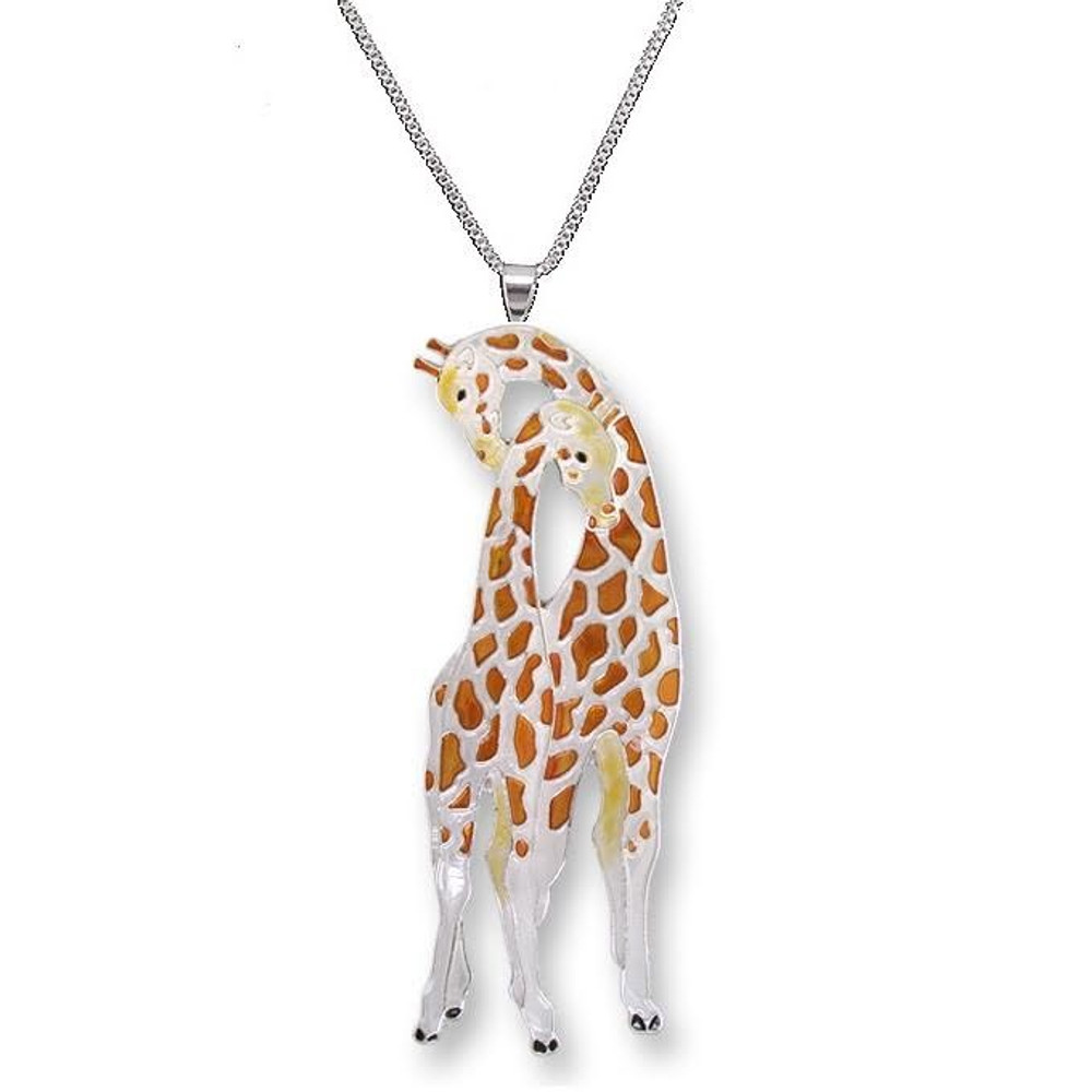 Giraffe Enameled Silver Plated Necklace | Zarah Jewelry | 29-20-Z2P