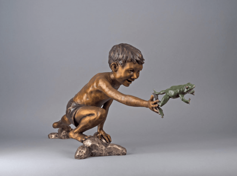 Frog and Boy Bronze Sculpture "Mud Buddies" | Mark Hopkins | 57021 -2