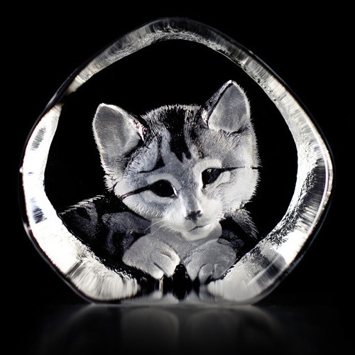 Cat Crystal Sculpture Mats Jonasson Cat Crystal Maleras