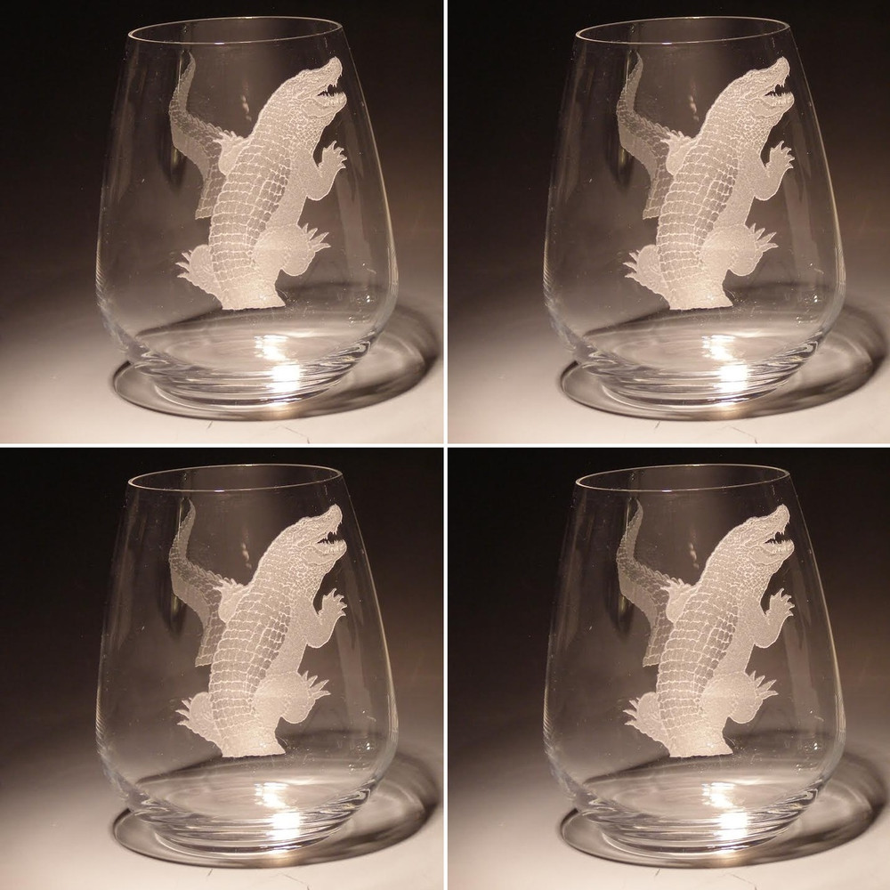 Alligator Stemless Wine Glass Set of Four | 23 oz | Evergreen Crystal | EC002-623 -2