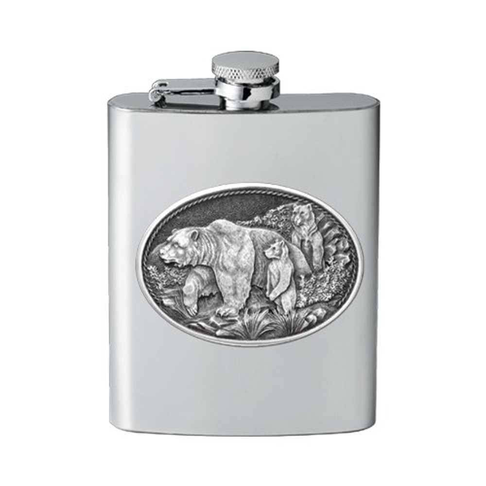 Grizzly Bear Flask | Heritage Pewter | HPIFSK105