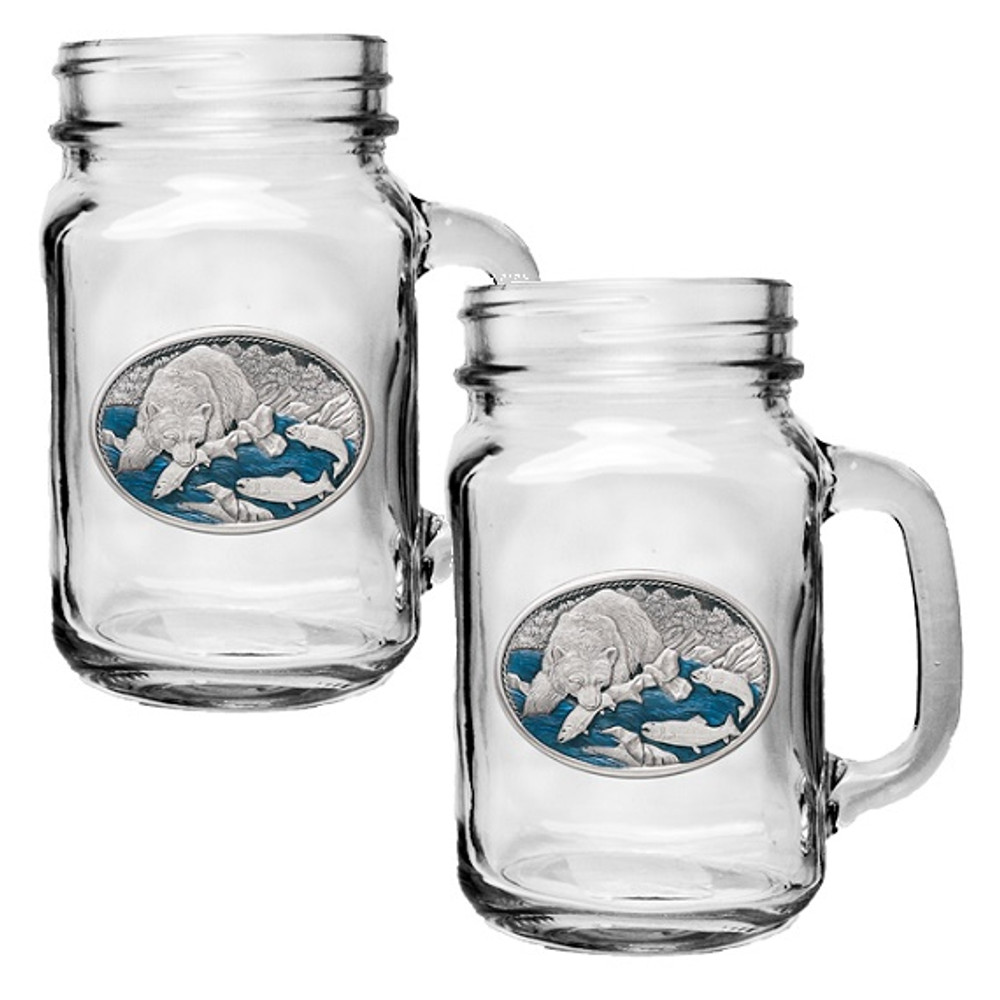 Brown Bear Mason Jar Mug Set of 2 | Heritage Pewter | HPIMJM118EB