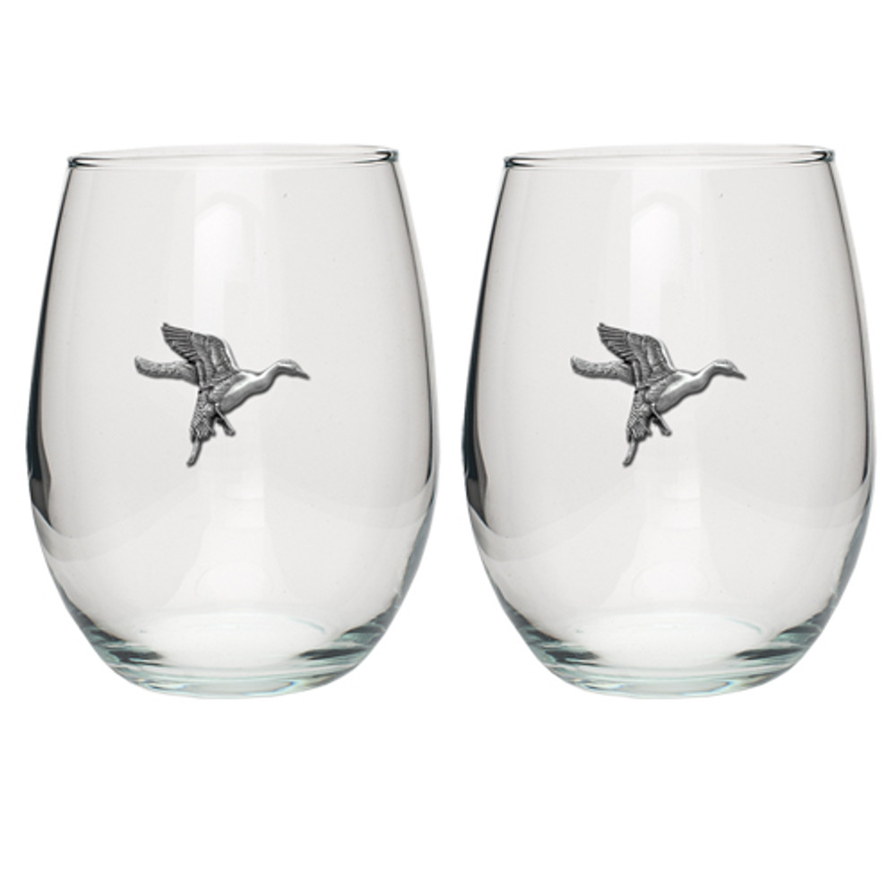 Pintail Duck Stemless Goblet Set of 2 | Heritage Pewter | HPISGB717