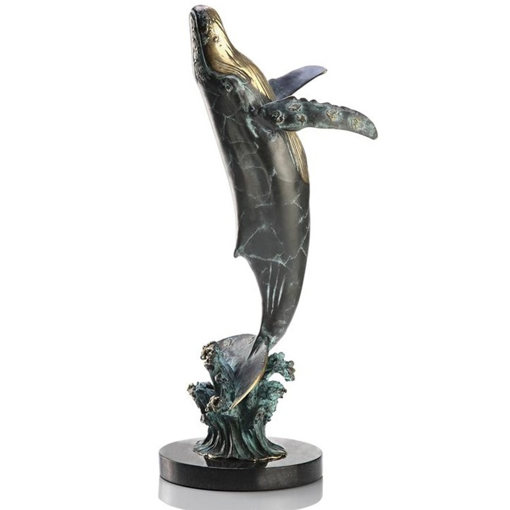 Humpback Whale Brass and Marble Sculpture | 30990 | SPI Home