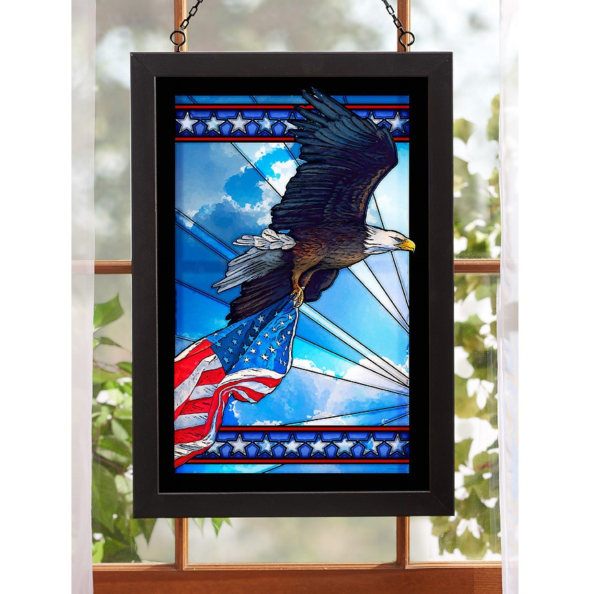Wild Wings Our Glory Bald Eagle Stained Glass Art - Thumbnail 2