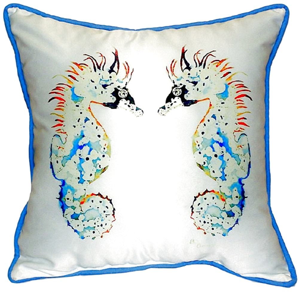 Seahorse Pair Indoor Outdoor Pillow 22x22 | Betsy Drake | BDZP388