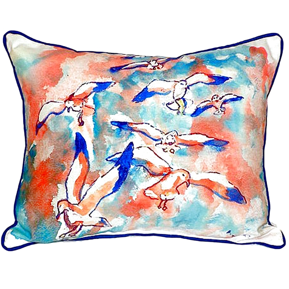Seagull Flock Indoor Outdoor Pillow 20x24 | Betsy Drake | BDZP153