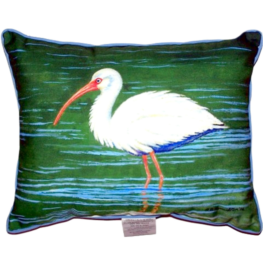 White Ibis Wading Indoor Outdoor Pillow 20x24 | Betsy Drake | BDZP378