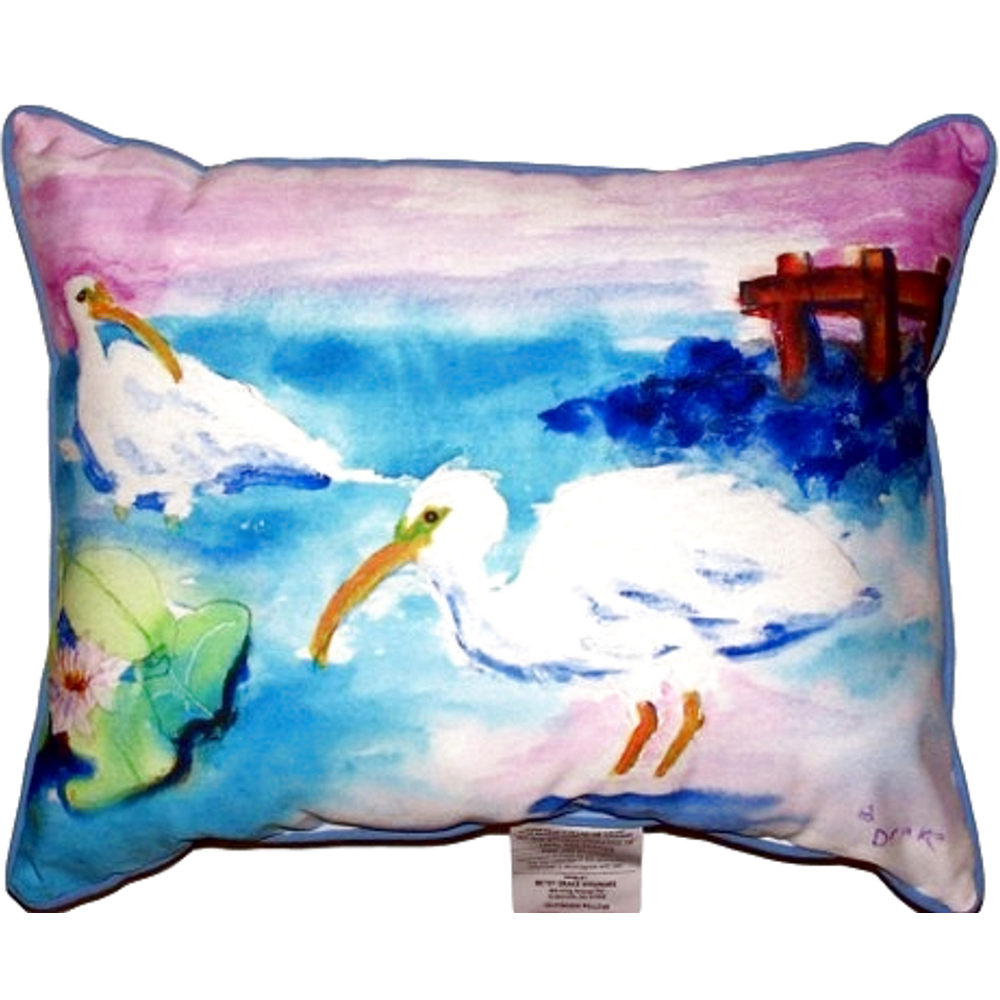 White Ibis Pair Indoor Outdoor Pillow 20x24 | Betsy Drake | BDZP379