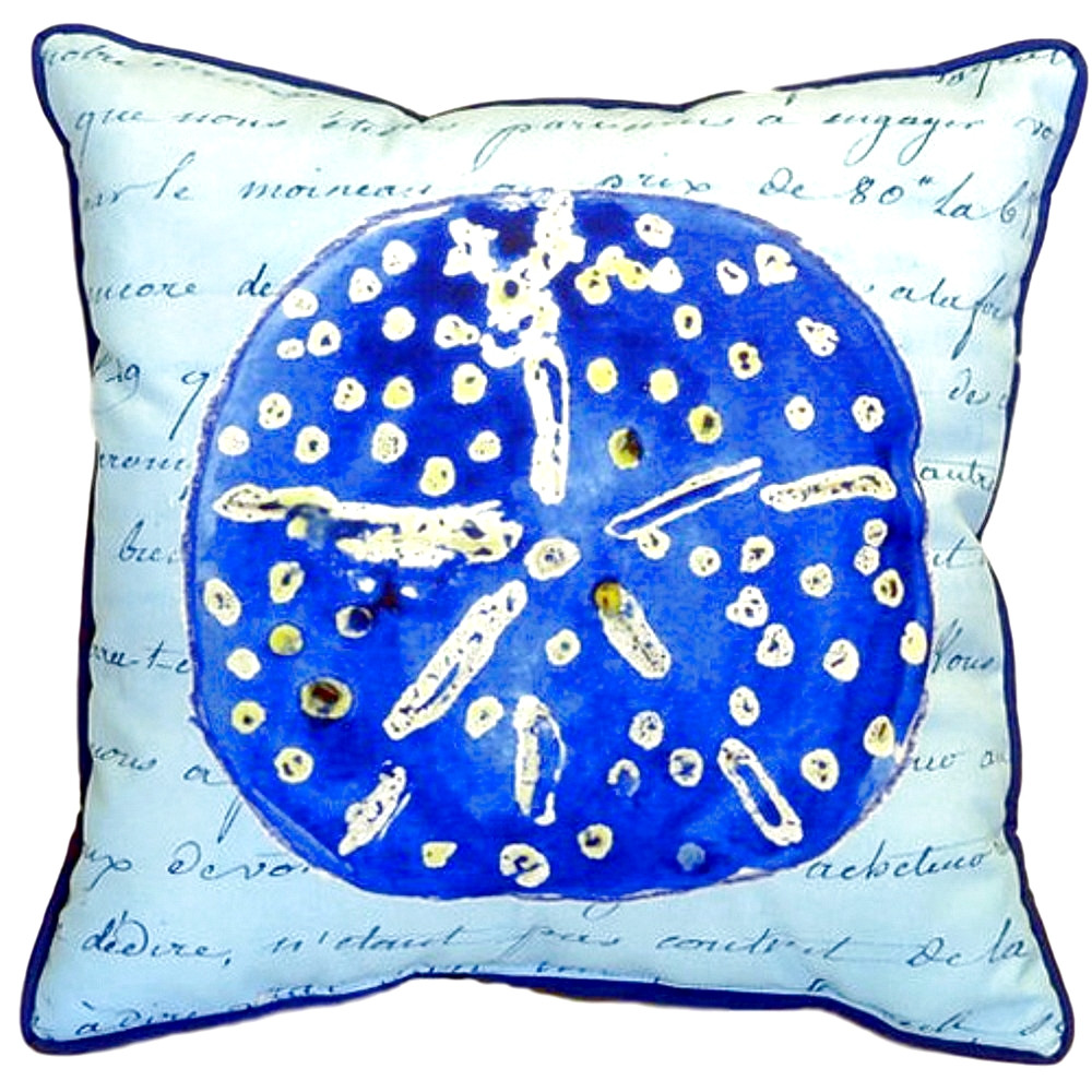 Sand Dollar French Blue Indoor Outdoor Pillow 22x22 | Betsy Drake | BDZP989