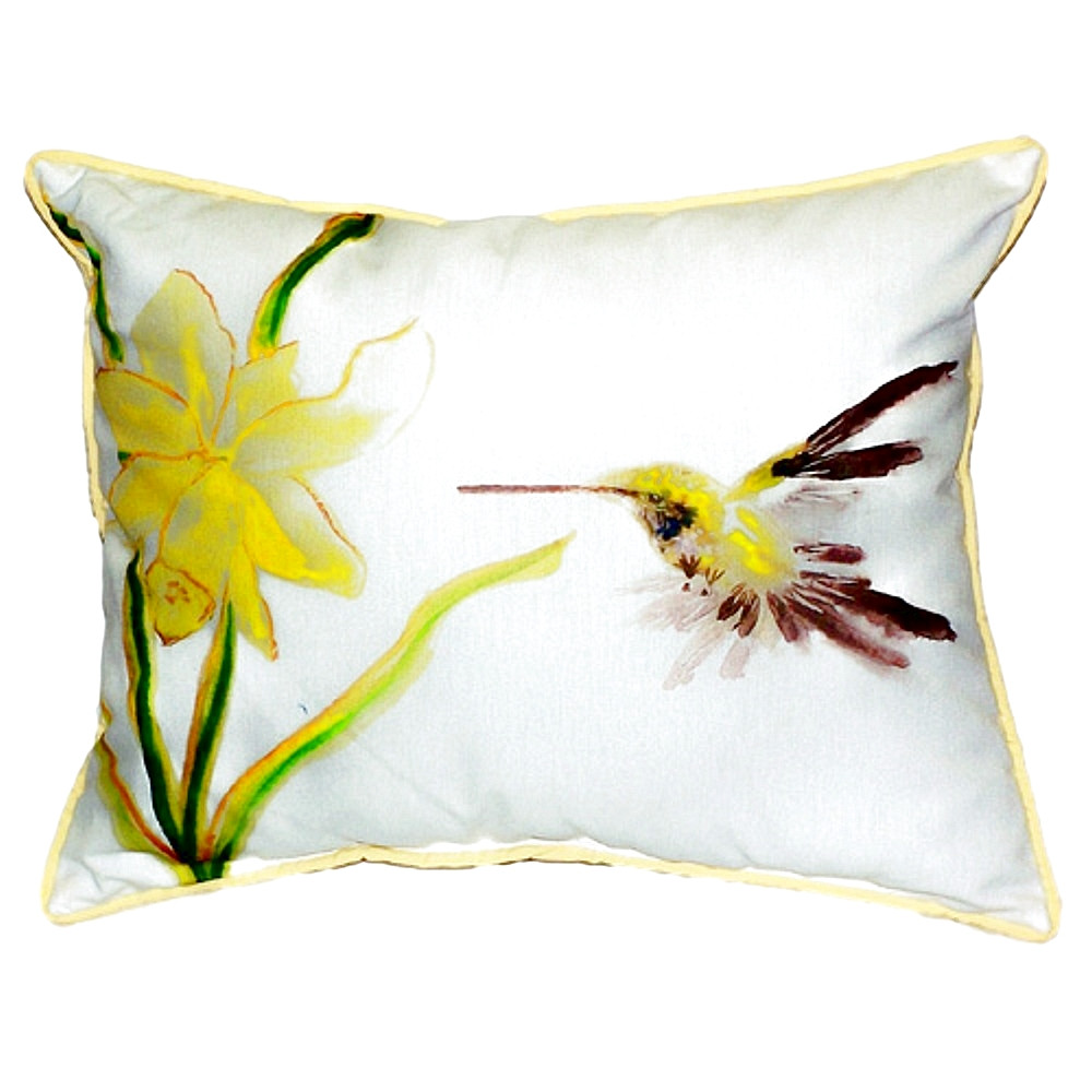 Yellow Hummingbird Indoor Outdoor Pillow 20x24 | Betsy Drake | BDZP332