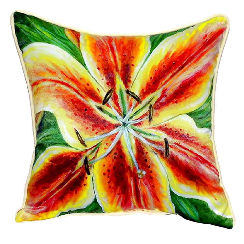 Yellow Lily Indoor Outdoor Pillow 22x22 | Betsy Drake | BDZP702