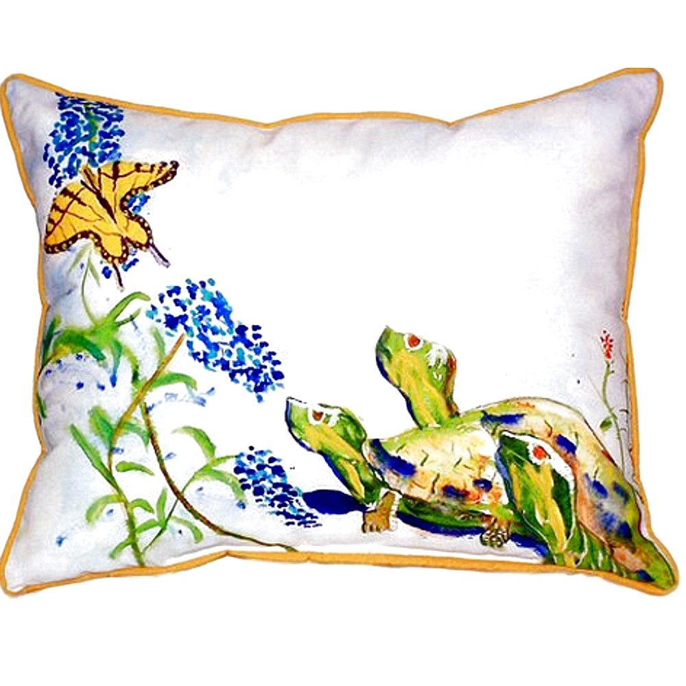Turtle and Butterfly Indoor Outdoor Pillow 20x24 | Betsy Drake | BDZP178