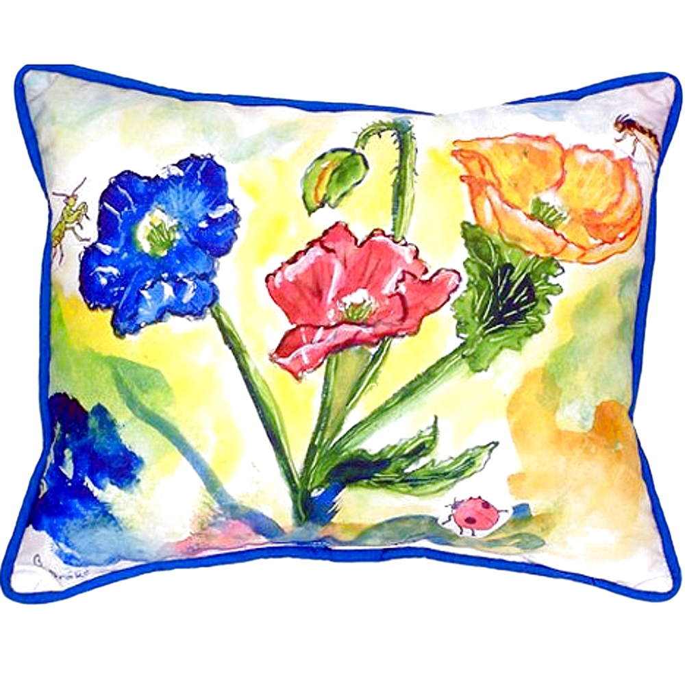 Poppy with Bugs Indoor Outdoor Pillow 20x24 | Betsy Drake | BDZP513