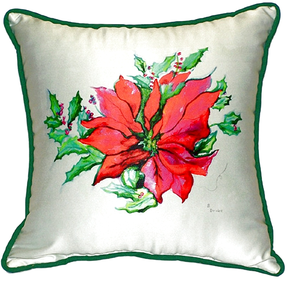 Poinsettia Indoor Outdoor Pillow 22x22 | Betsy Drake | BDZP901