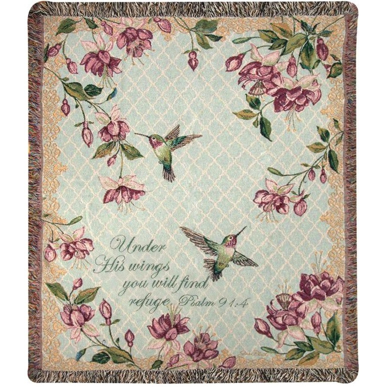 Hummingbird Inspirational Tapestry Throw Blanket Ruby Among the