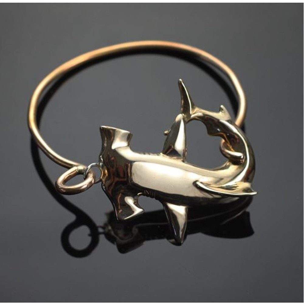 Hammerhead Shark Bronze Bangle Bracelet | Anisa Stewart Jewelry | ASJBRBBF1008