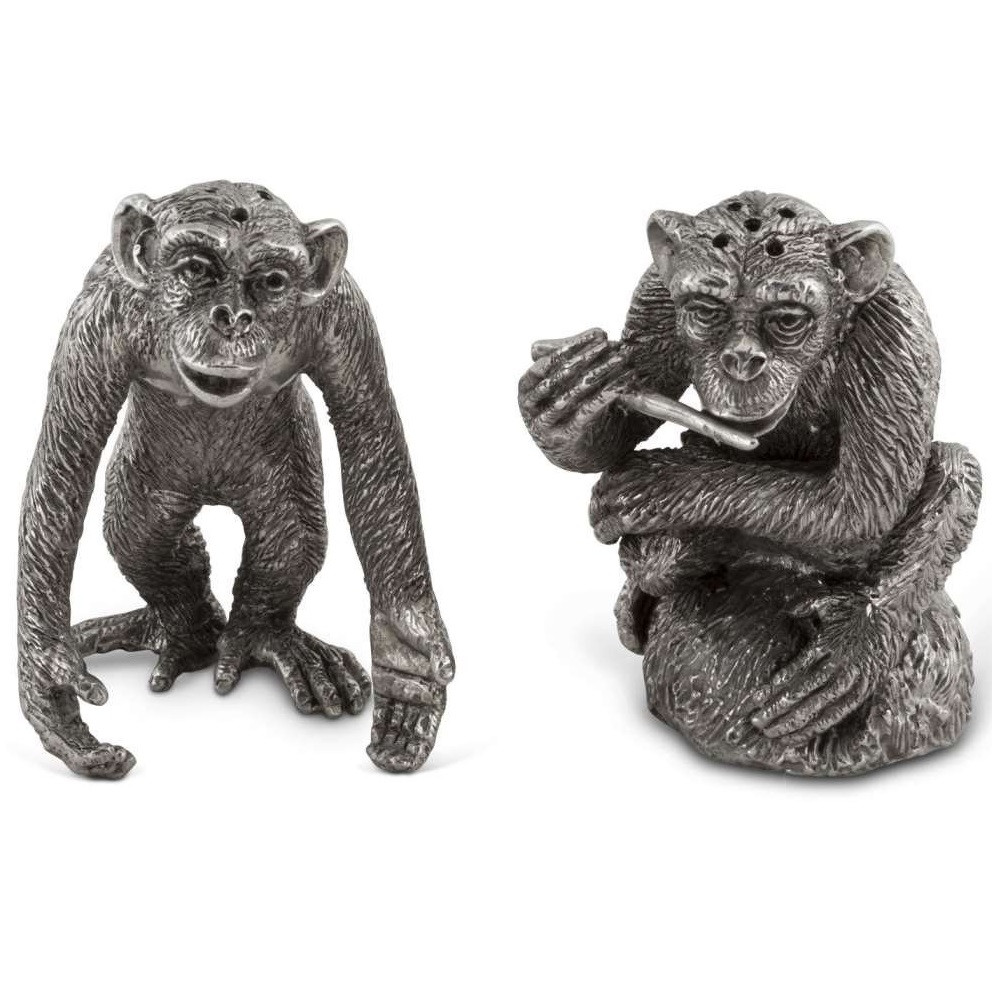 Monkey Salt & Pepper Shakers | Pewter | Vagabond House