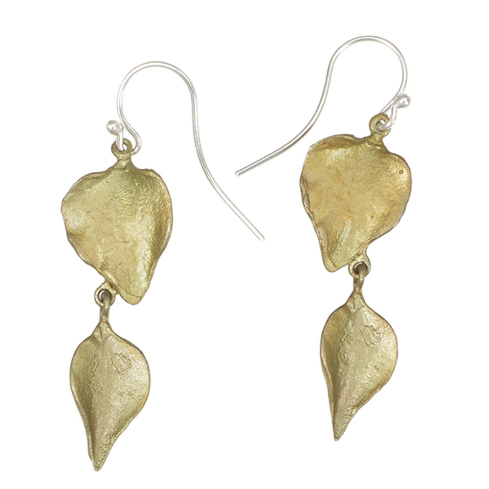 Lilac Double Leaf Wire Earrings | Michael Michaud Jewelry | 3206BZ