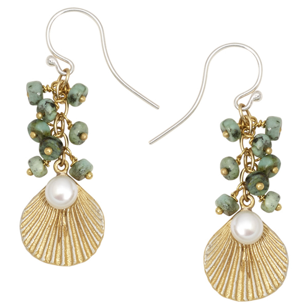 Sea Scallop Turquoise Dangle Earrings | Michael Michaud Jewelry | 3219BZGSWPTQ