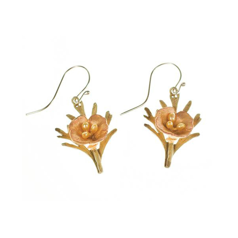 California Poppy Wire Drop Earrings  | Michael Michaud Jewelry | 4873BZYP