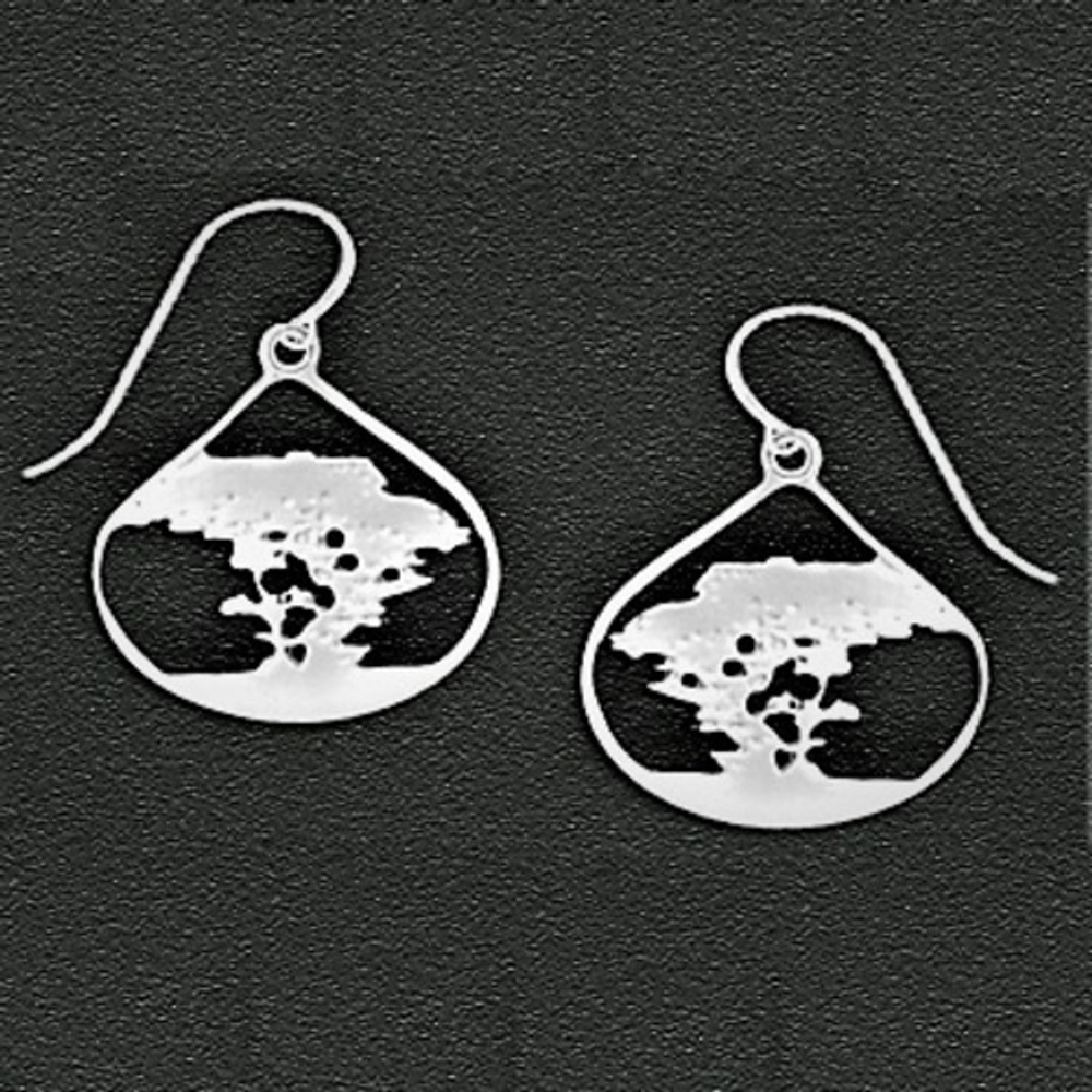 Cypress Tree Pewter Drop Earrings