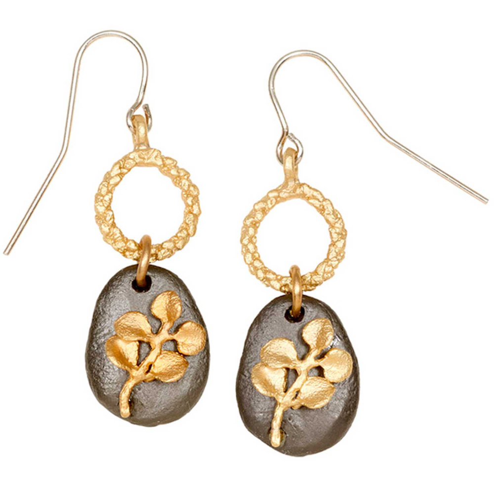 Pebble Two Tone Gold Circle Wire Earrings | Michael Michaud Jewelry | E102