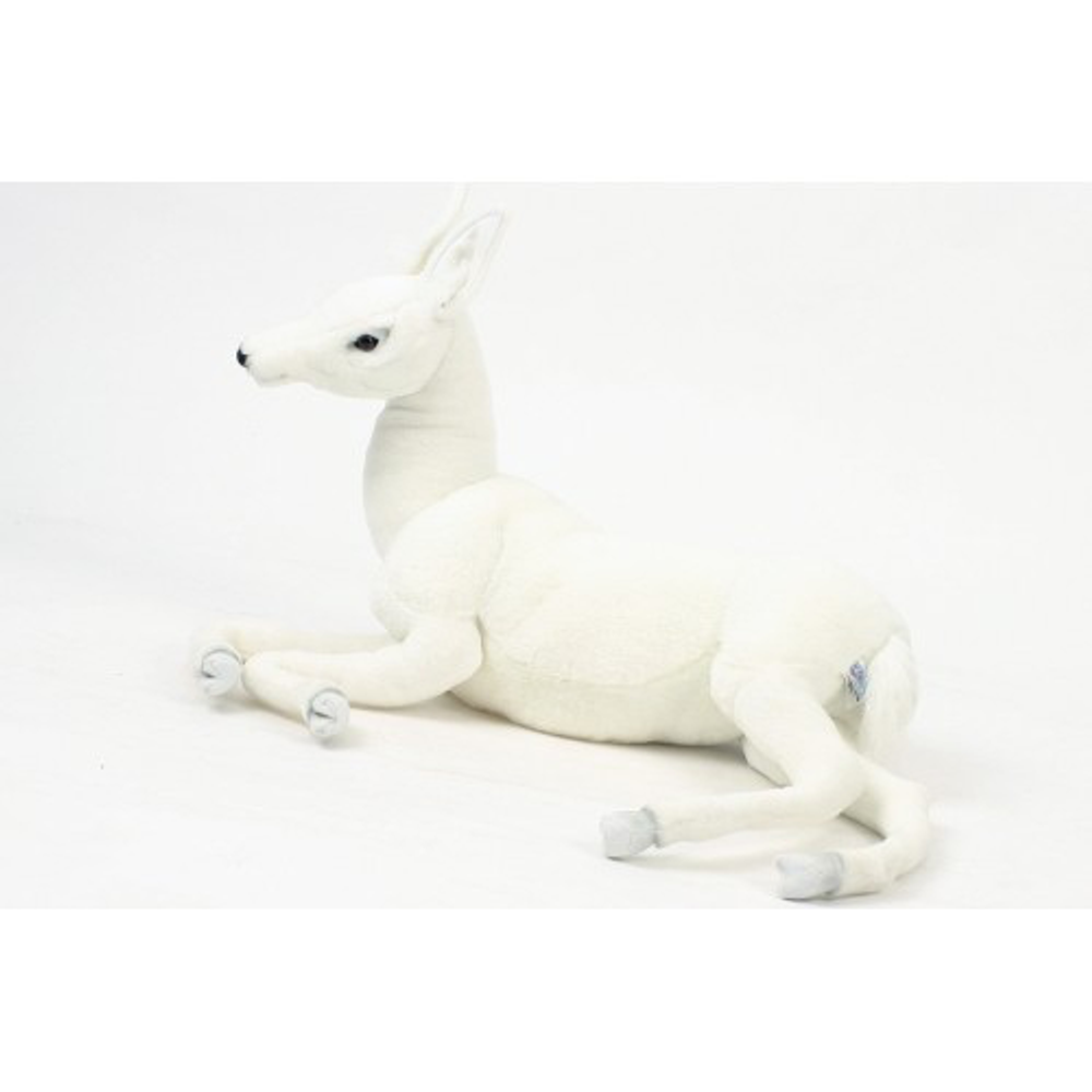 White Reindeer Baby Laying Stuffed Animal | Plush Reindeer Toy | Hansa Toys | HTU5934