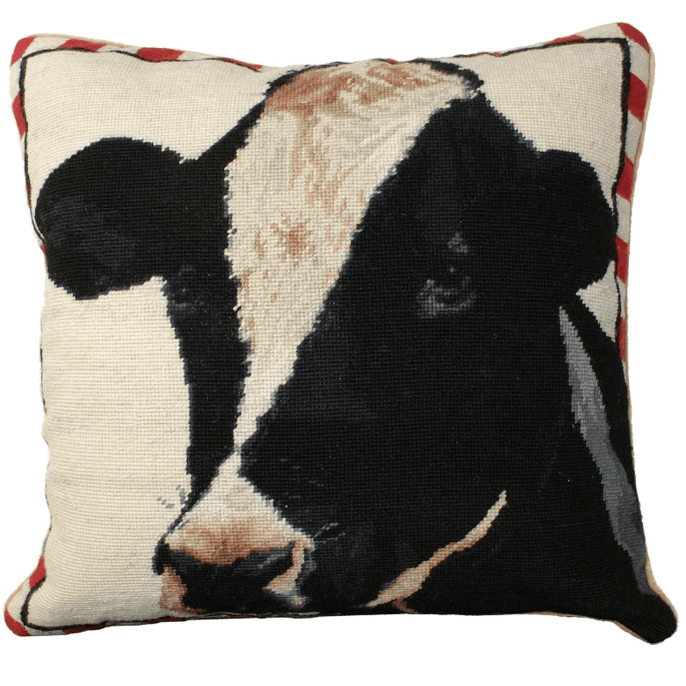 Holstein Cow Needlepoint Down Throw Pillow | Michaelian Home | MICNCU197