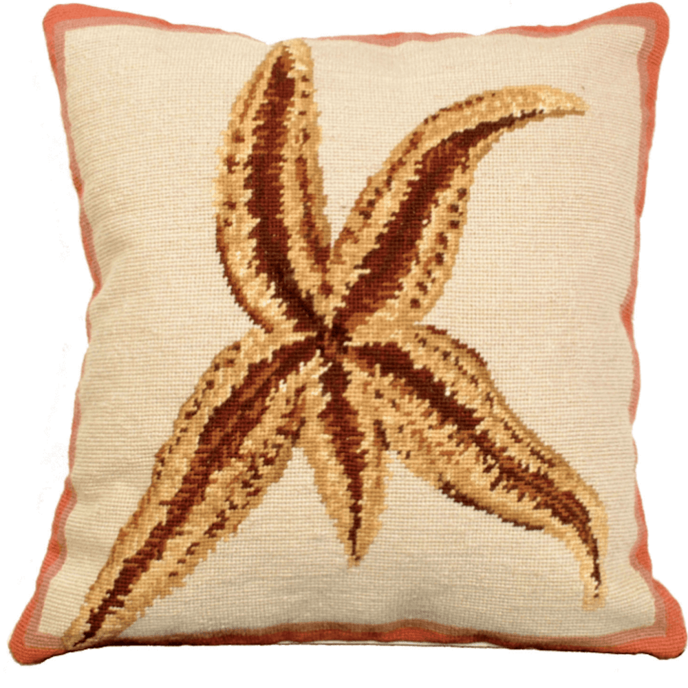 Starfish Needlepoint Down Throw Pillow | Michaelian Home | MICNCU805