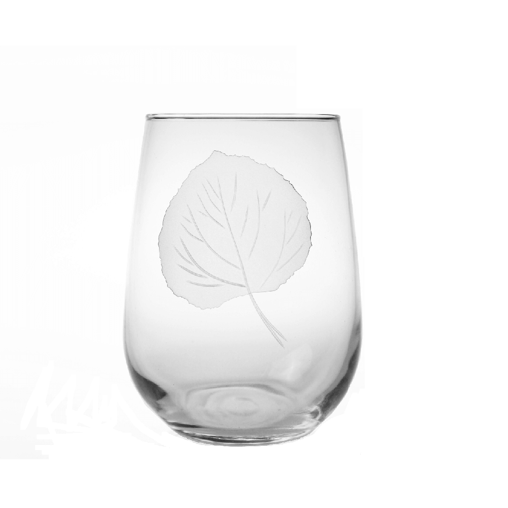 Aspen Leaf Stemless Wine Glass Set of 4 | Rolf Glass | 702339 