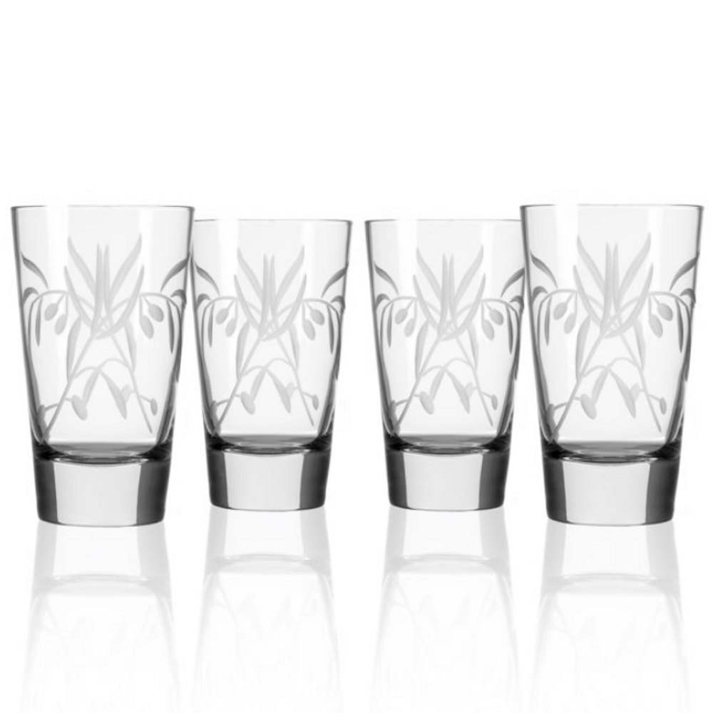 Olive Branch Iced Tea Glass Set of 4 | Rolf Glass | 302010