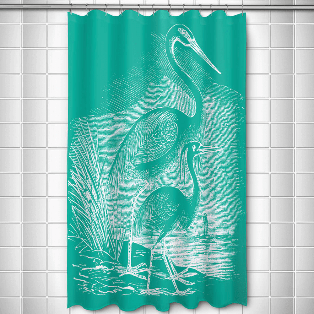 Egret Shower Curtain Vintage Aqua | Island Girl Home | SC176