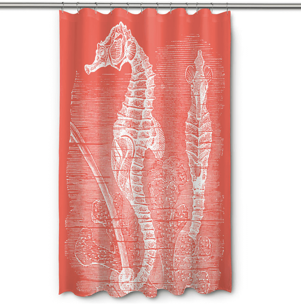 Vintage Coral Seahorse Shower Curtain | Island Girl Home | SC174 -2