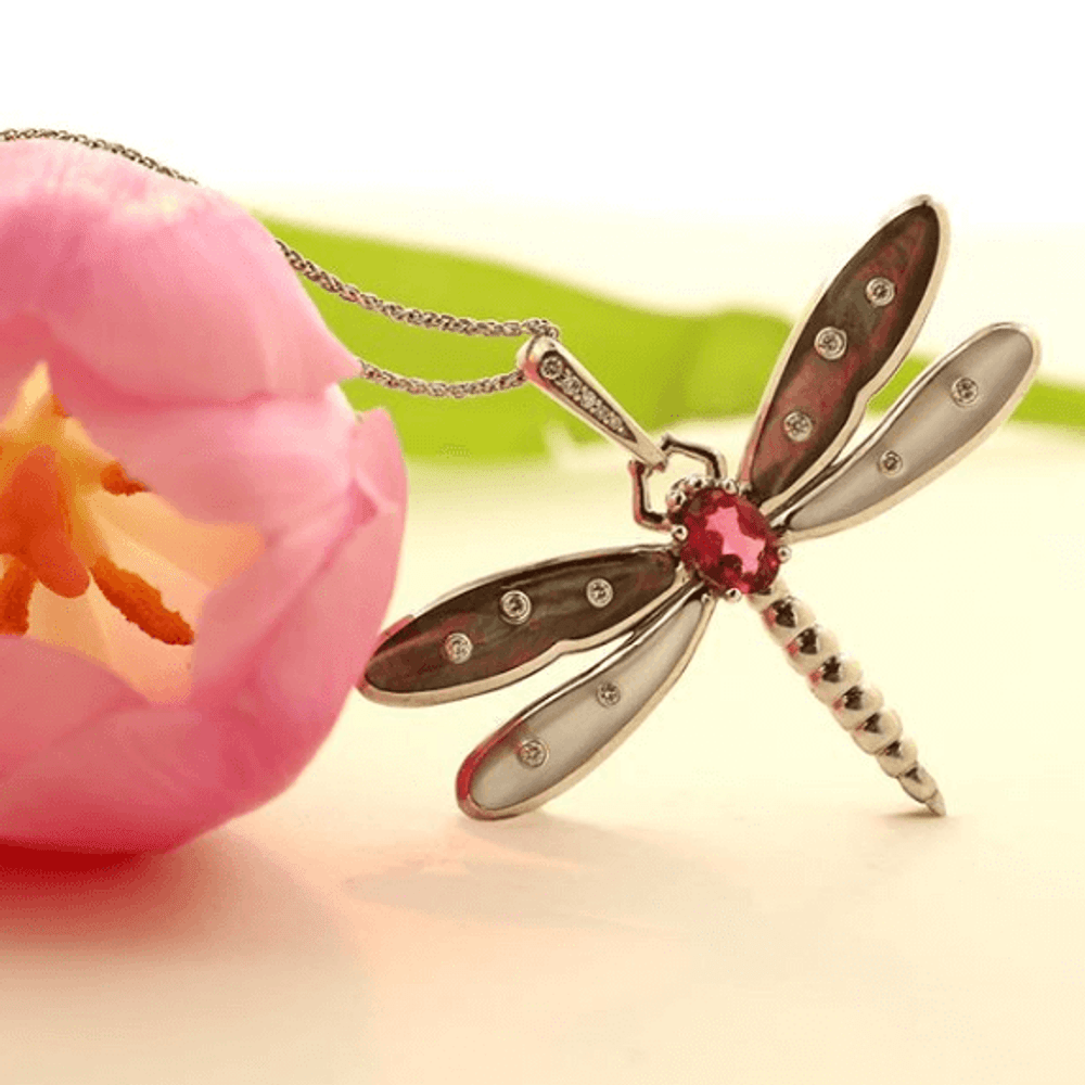 Dragonfly 14K Gold Mother of Pearl Pendant Necklace | Kabana | GPIF039PTMBMW