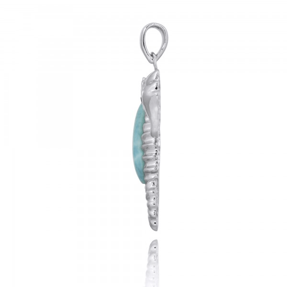 Seahorse Sterling Silver Larimar Pendant Necklace | Beyond Silver Jewelry | NP10125-LAR -3