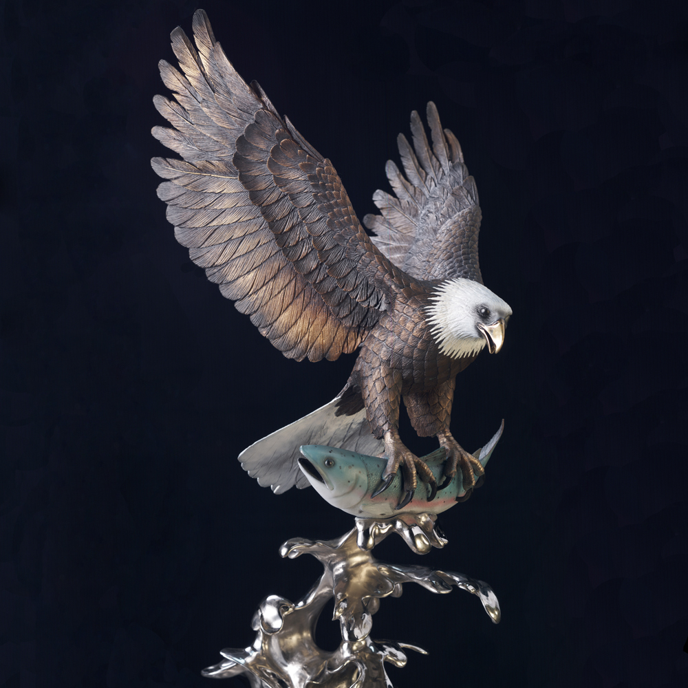 Eagle Bronze Sculpture "Evening Catch" | Barry Stein | BBSEVENINGCATCH-5