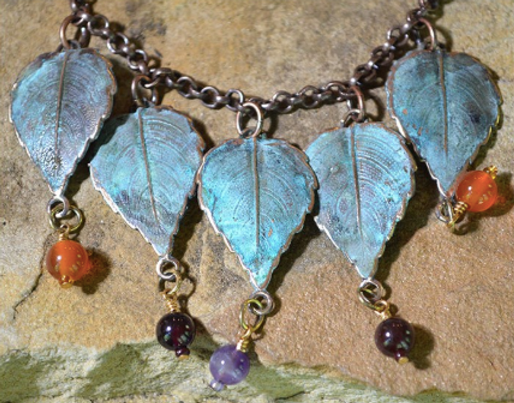 Patina Brass Leaf Pendant Chain Necklace | Elaine Coyne Jewelry | NAP713N