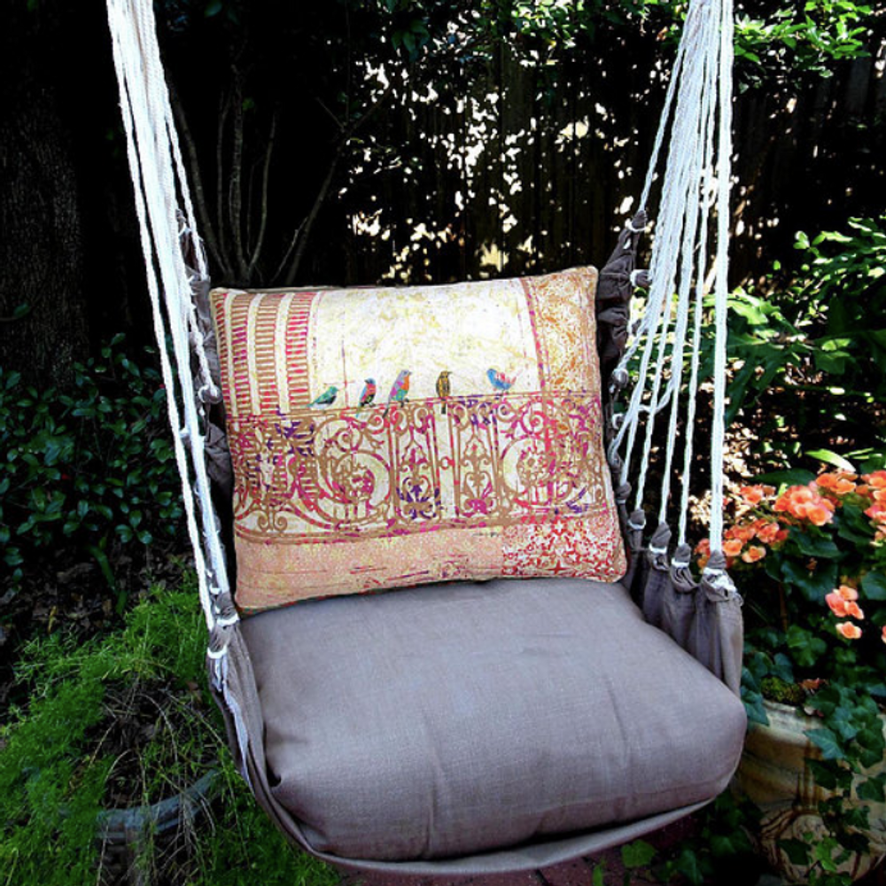 Birds on a Gate Hammock Chair Swing "Chocolate" | Magnolia Casual | CHTC602-SP