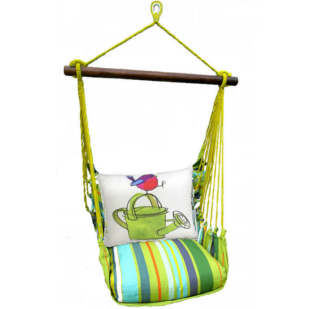 Bird with Watering Can Hammock Chair Swing "Citrus Stripe" | Magnolia Casual | CTRR612-SP